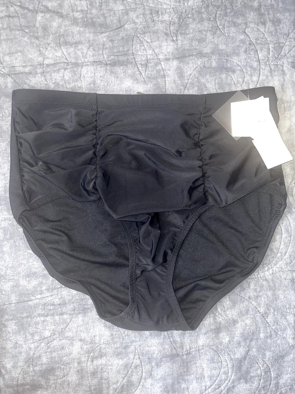 Raisins Curve Black High Waisted Ruched Bikini Bottoms NWT 14W Tummy Thinner